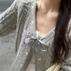V-Neck Tie Front Cardigan / Mid Rise Plain Mini A-Line Skirt / Camisole Top