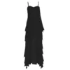 L_g0207005718 Spaghetti Strap Plain Asymmetrical Ruffle Trim Ruched Open Back High Low A-Line Dress