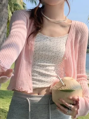 Plain Crop Cardigan