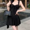 Sleeveless Sweetheart Neck Plain Mini A-Line Dress