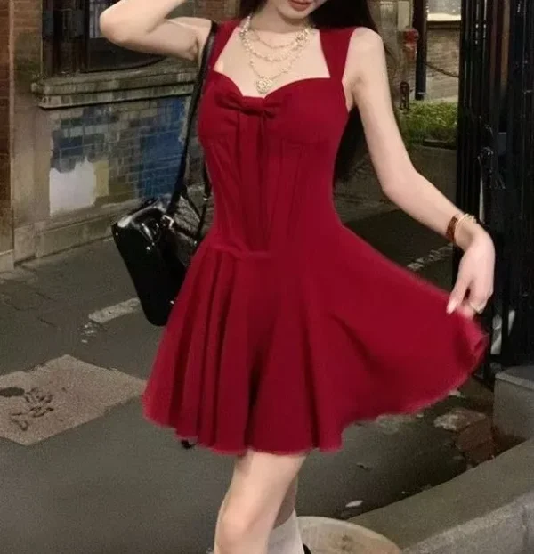Sleeveless Sweetheart Neck Plain Mini A-Line Dress