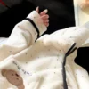 L_g0222371779 Long Sleeve Collared Dotted Contrast Trim Fleece Shirt + Straight Leg Pants